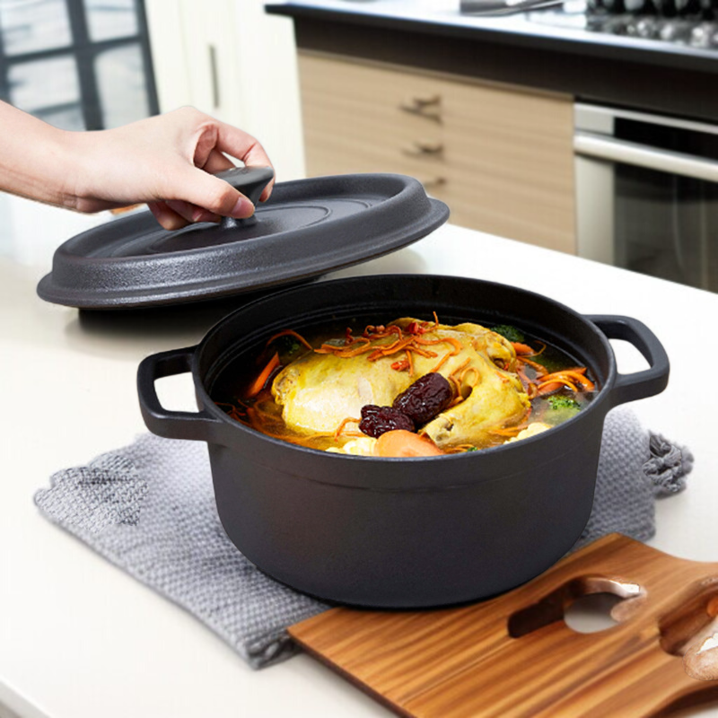 昔ながらの両耳鉄鍋 鋳物シチュー鍋 コーティングされていないノンスティック鍋 煮物鍋 スープ鍋 鉄鍋