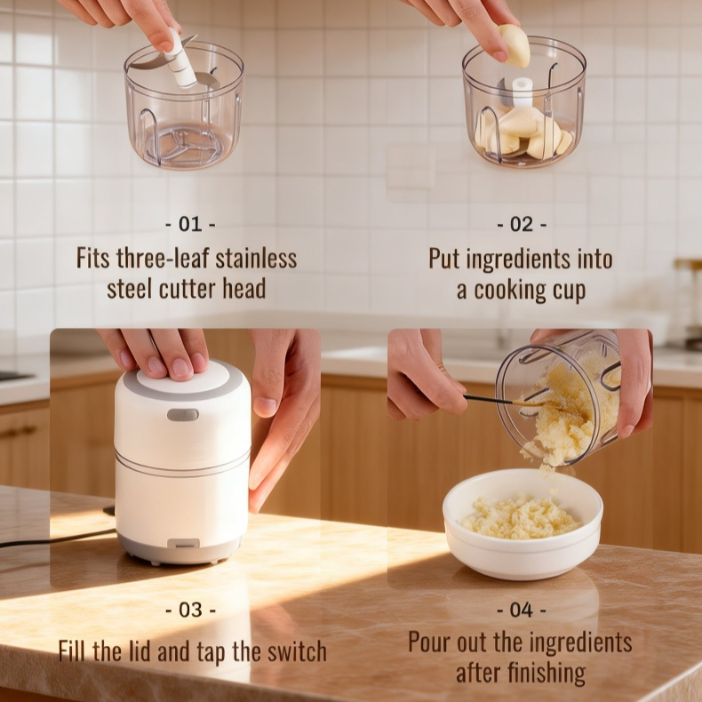 Portable Wireless Electric Garlic Masher for Home & Baby Food