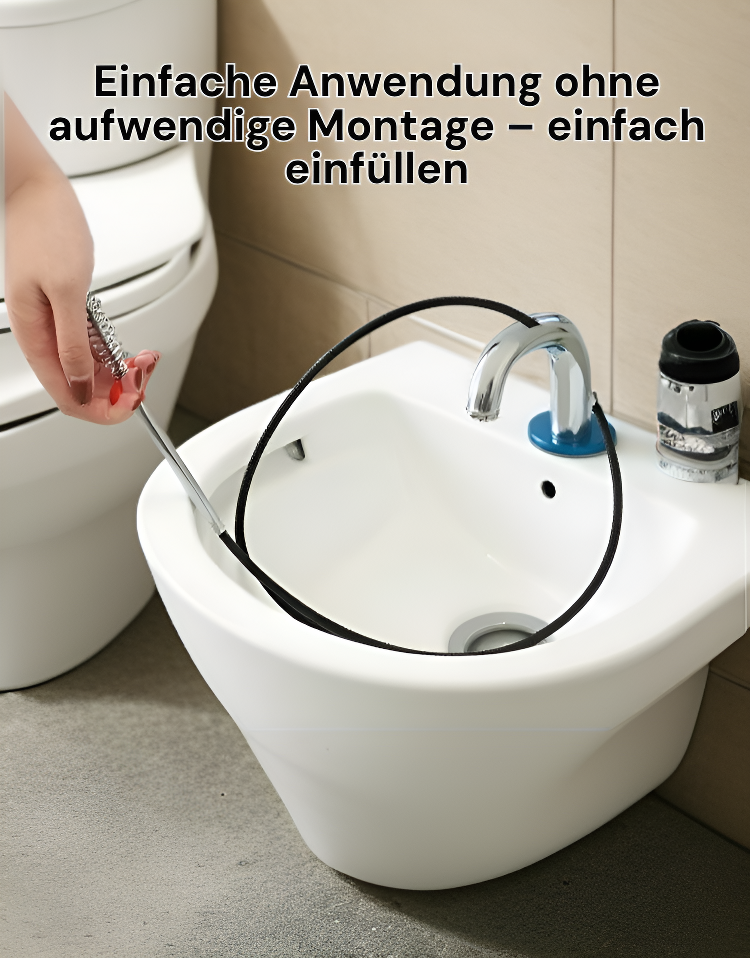 Abflussreiniger für Vier-Klauen-Toiletten in der Anwendung