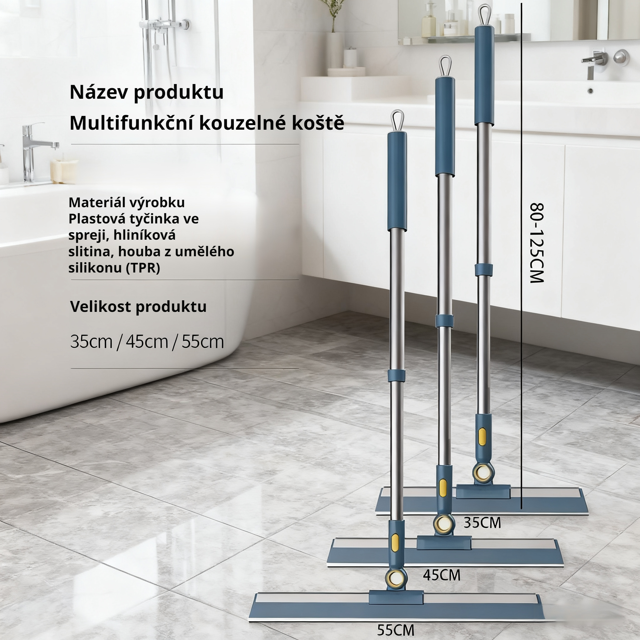 Silikonová stěrka na podlahu do koupelny, toalety, na vodu a vlasy