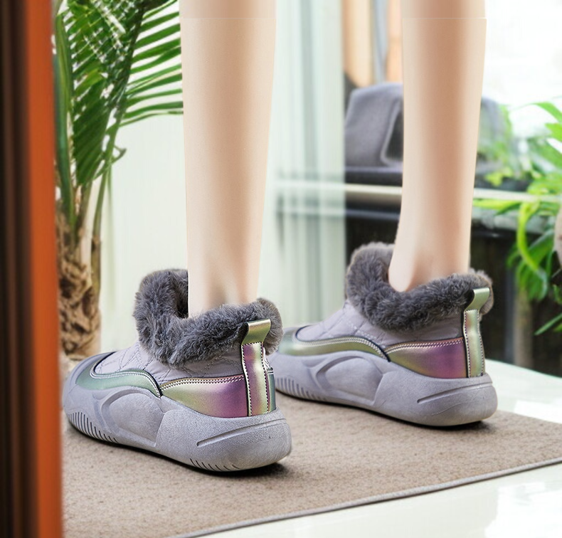 스노우 부츠 여자 통굽 기모 워커 통굽 키높이 스노우 부츠 학생 캐주얼화