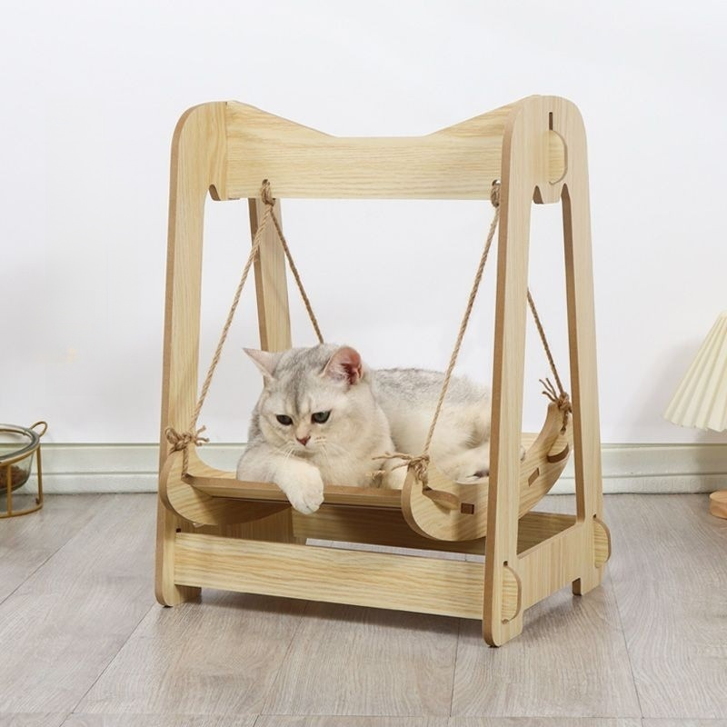 Wooden Rocking Bed for Cats
