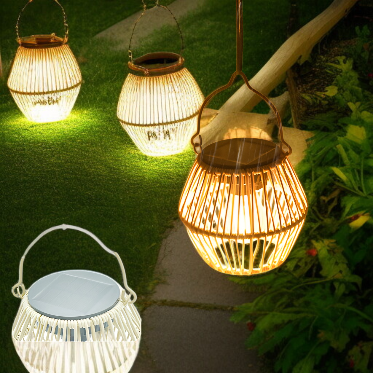 吊り下げ可能な竹編み風灯