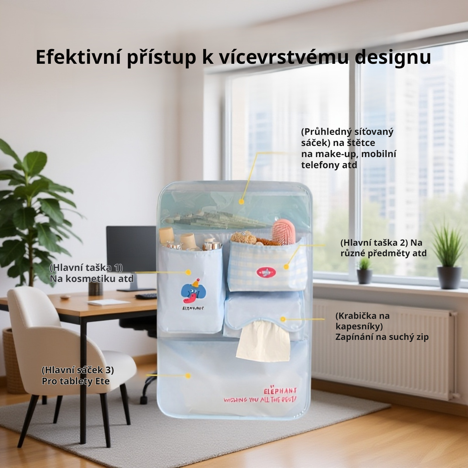 Multifunkční závěsná taška za dveře