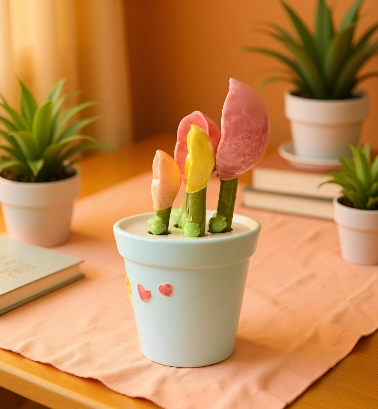 Kuchyňská keramická lžíce s barevným designem