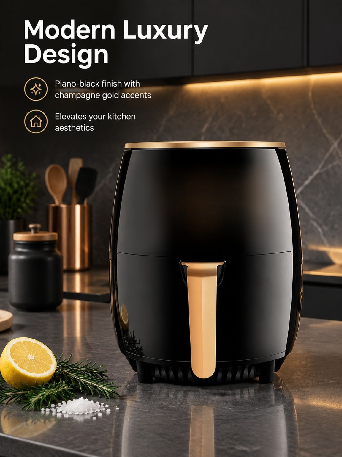 Multifunctional smart electric air fryer on a kitchen countertop