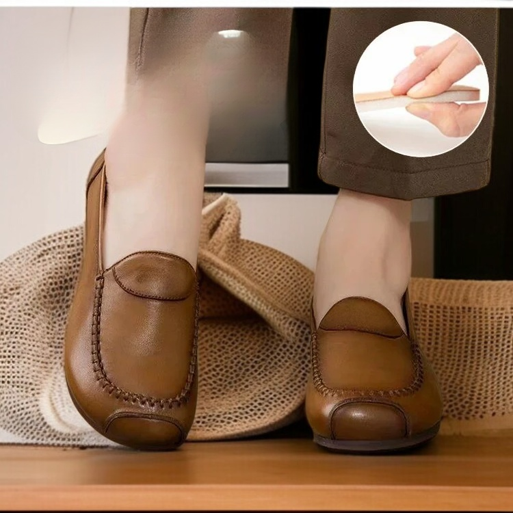엄마 단화 컴포트 소프트 가죽 로퍼 소프트 가죽 여성 소 힘줄 소프트 슈즈 중년 엄마 로퍼