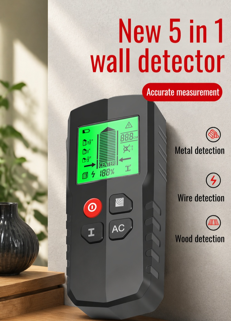 Detecting wires and pipes inside walls with measuring instrument