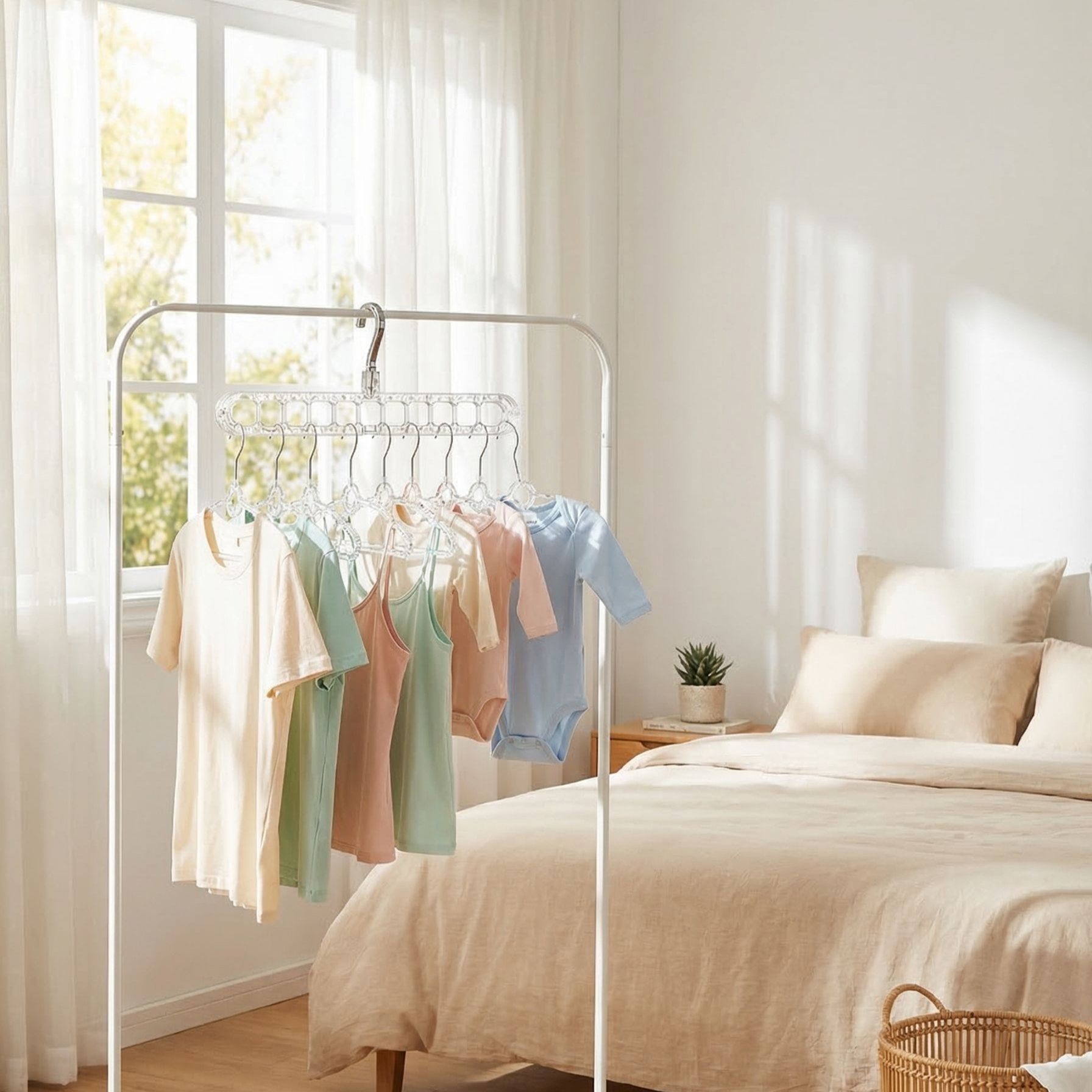 Neun-Loch-Kleiderbügel für ordentliche Kleideraufbewahrung