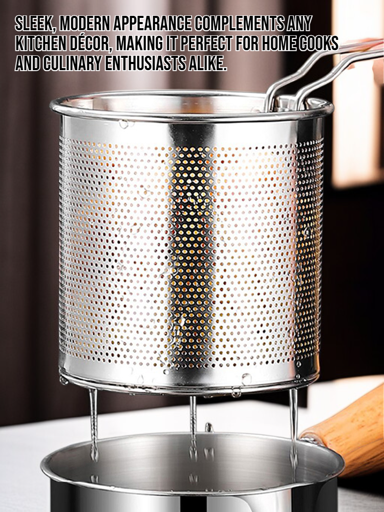 Durable stainless steel deep fryer with basket and lid