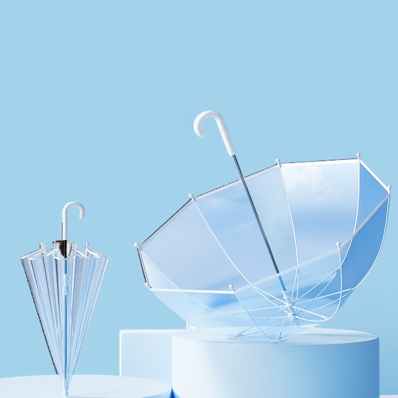 超軽量子供用透明傘・男の子女の子小学生向け安全ロングハンドル