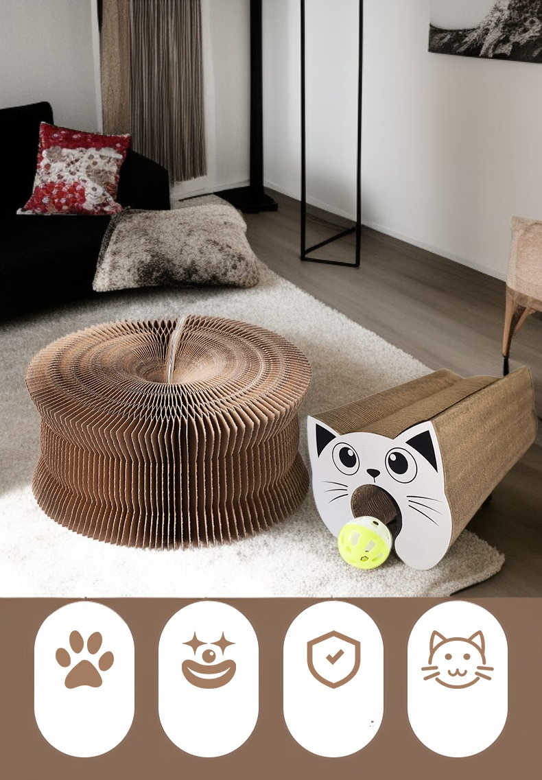 لوحة خدش القطط على شكل رأس أكورديون