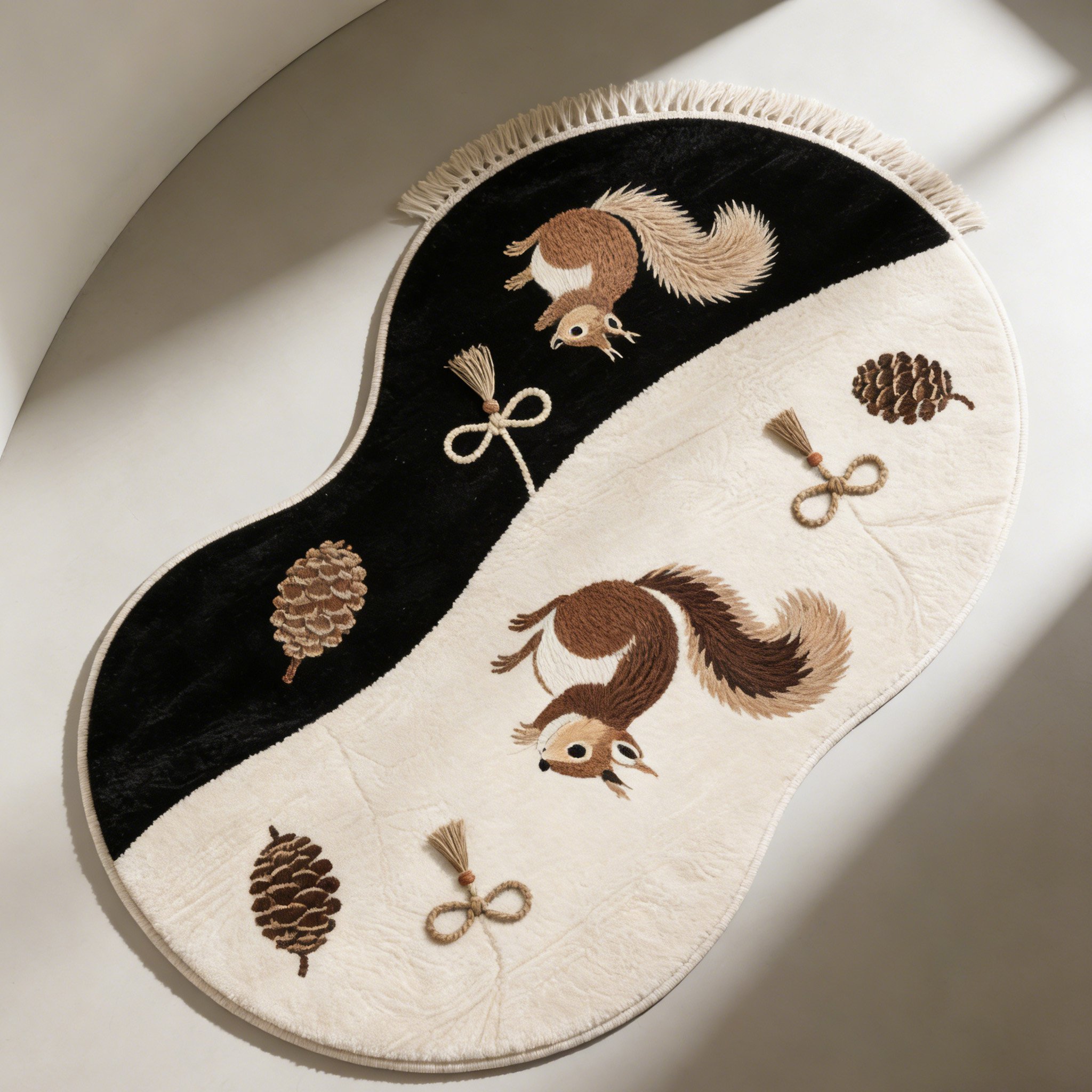 พรมปูพื้นลายกระรอกผ้าฝ้าย ชุด 2 ชิ้น