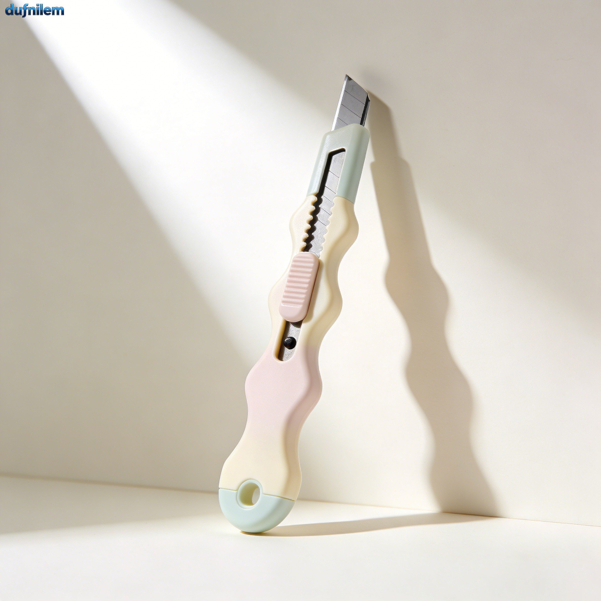 Ergonomic grip box cutters displayed in a row