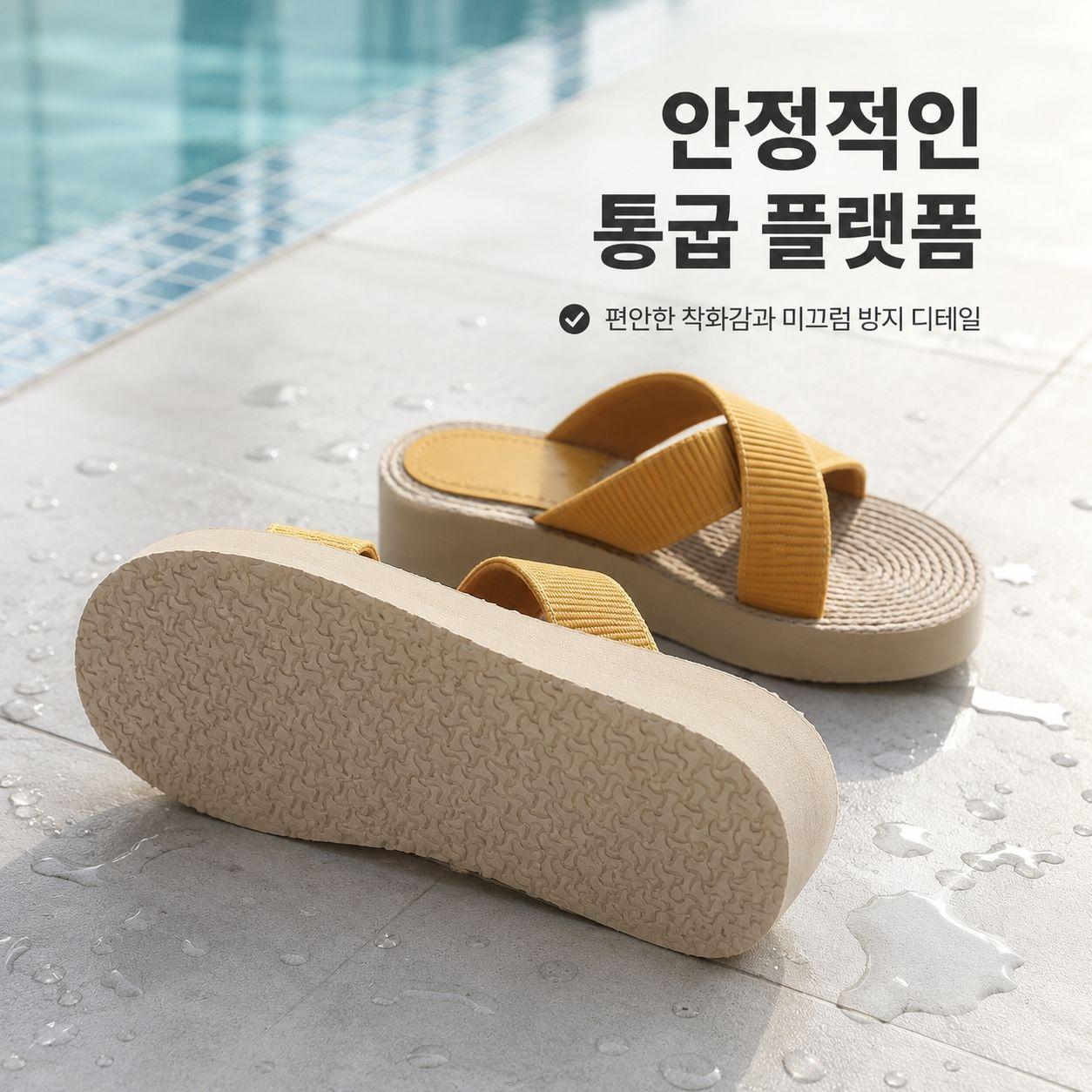 여름 여성용 플랫폼 샌들, 스트로우 위브 디자인