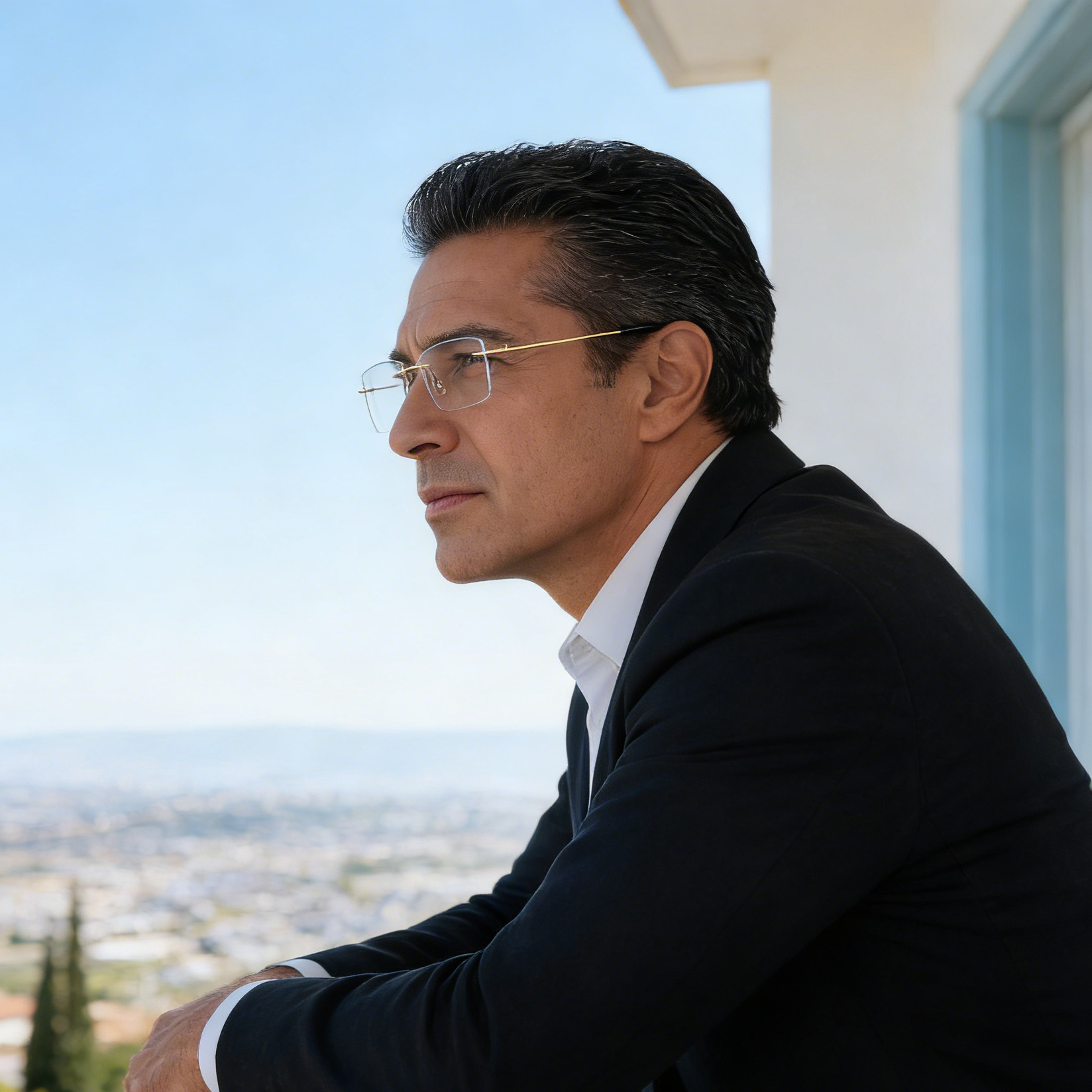 Gafas de lectura sin marco de alta gama con montura de titanio para uso comercial.