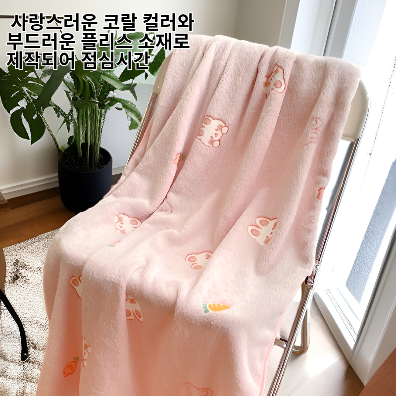 러블리 코랄 플리스 점심시간 담요 기숙사 사무실 겸용 에어컨 이불