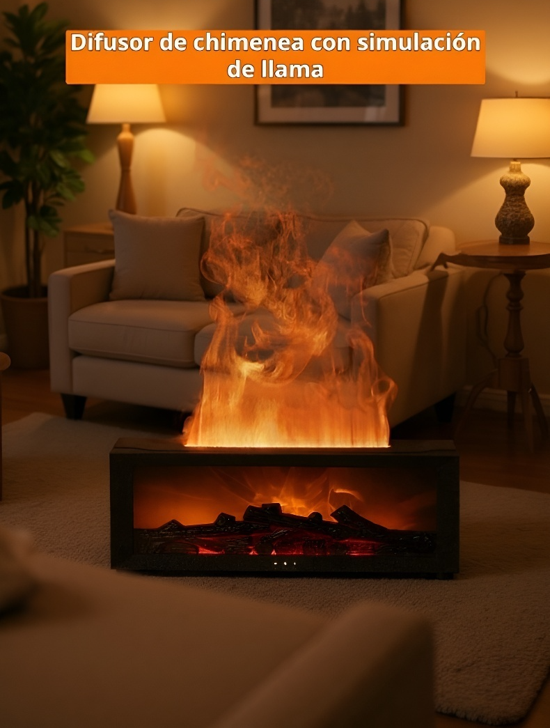 Humidificador creativo con simulación de llama para escritorio