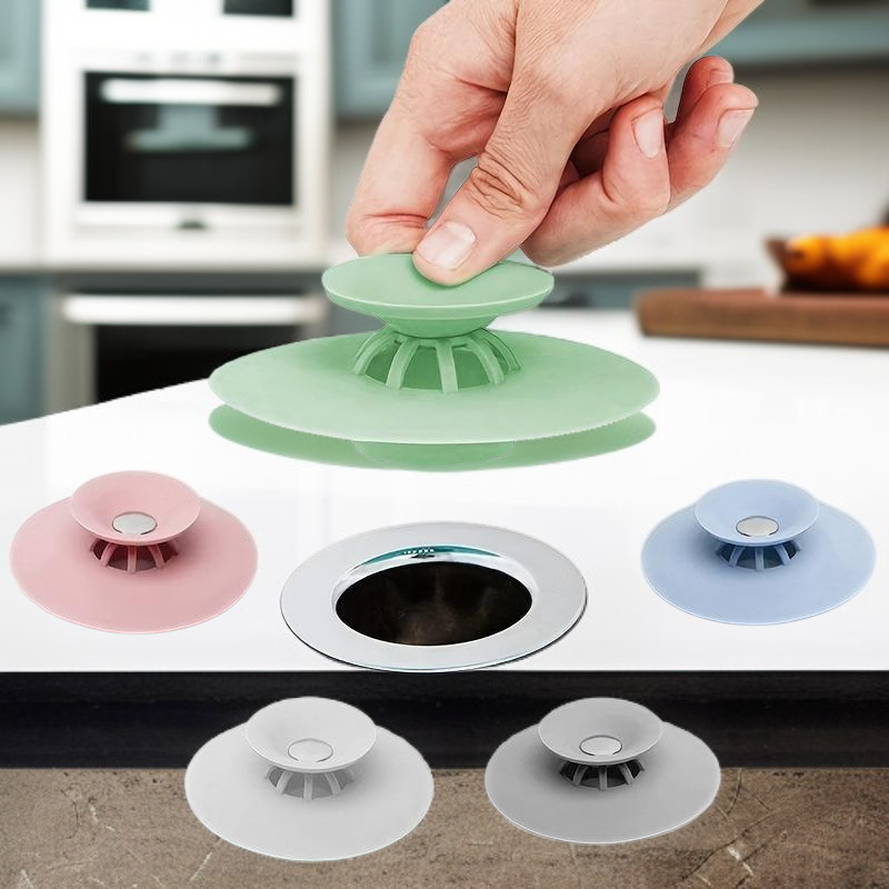 푸시형 실리콘 배수구, 막힘 방지 욕실 배수 마개
