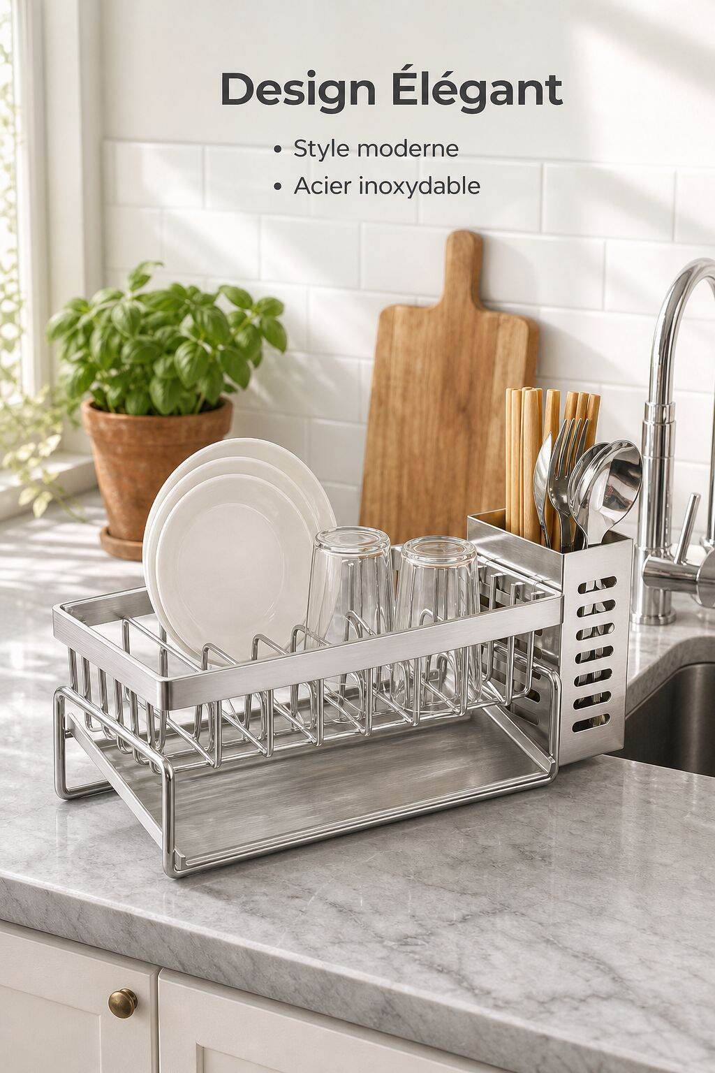 Égouttoir de cuisine, rangement pour évier et plan de travail