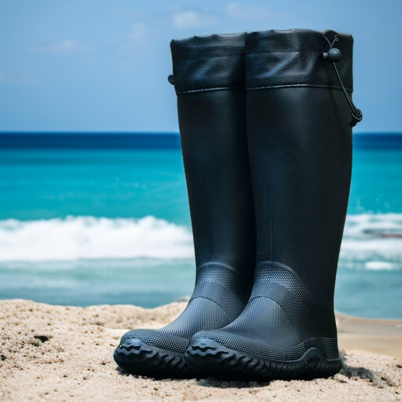 Portable rain boots folded for easy carrying