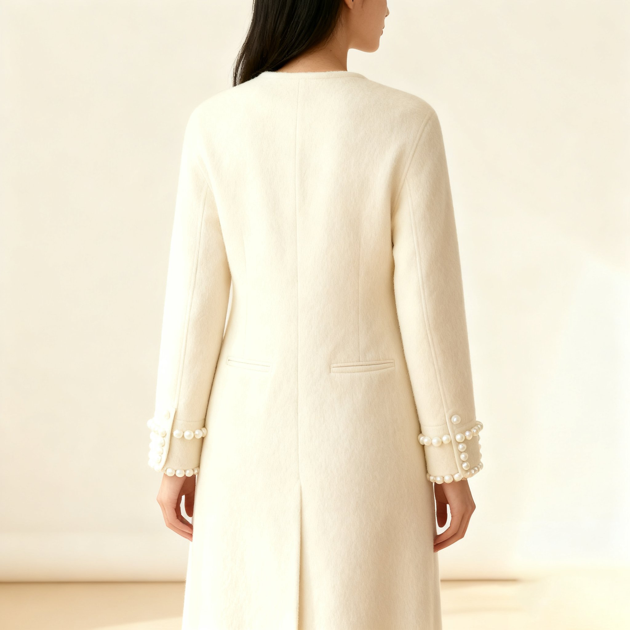 パールアクセント袖口トレンチコート