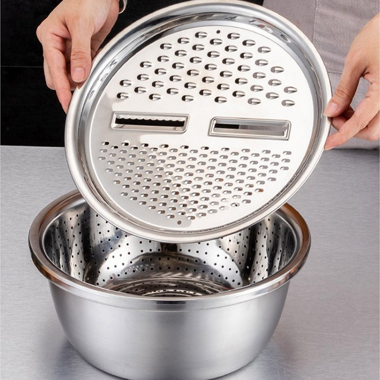 Stainless steel grater bowl three-piece set