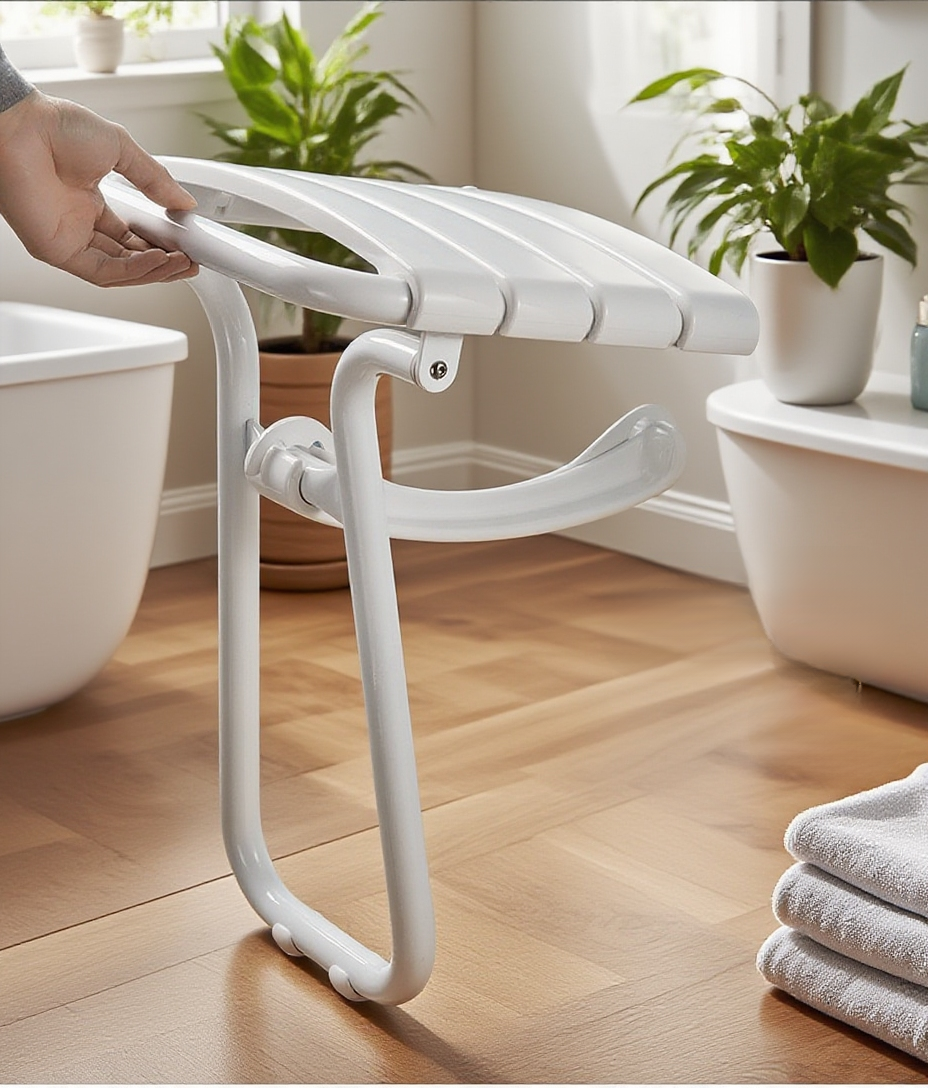 Easy-to-install foldable shower bench for seniors
