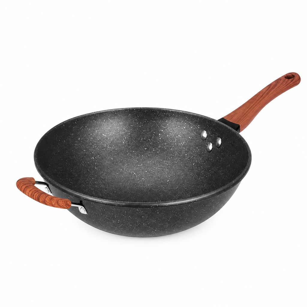 SmokeFree Wooden Handle Frying Pan