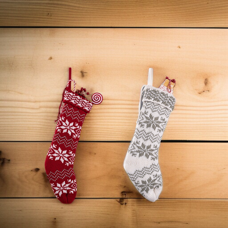 手工針織聖誕襪細節
