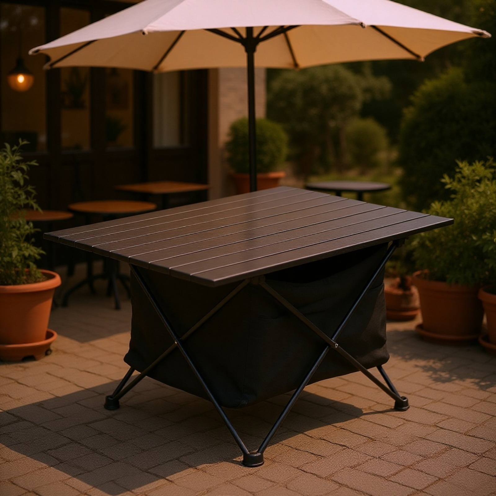 휴대하기 편리한 올블랙 알루미늄 합금 접이식 테이블