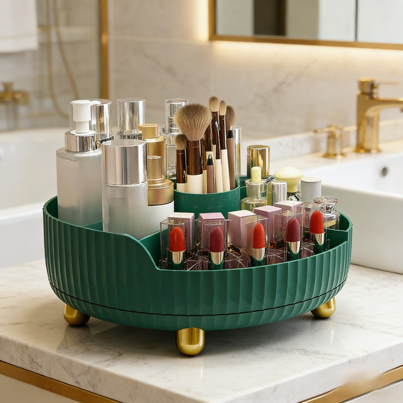 ชั้นวางสกินแคร์แบบหมุนขนาดใหญ่สำหรับโต๊ะ