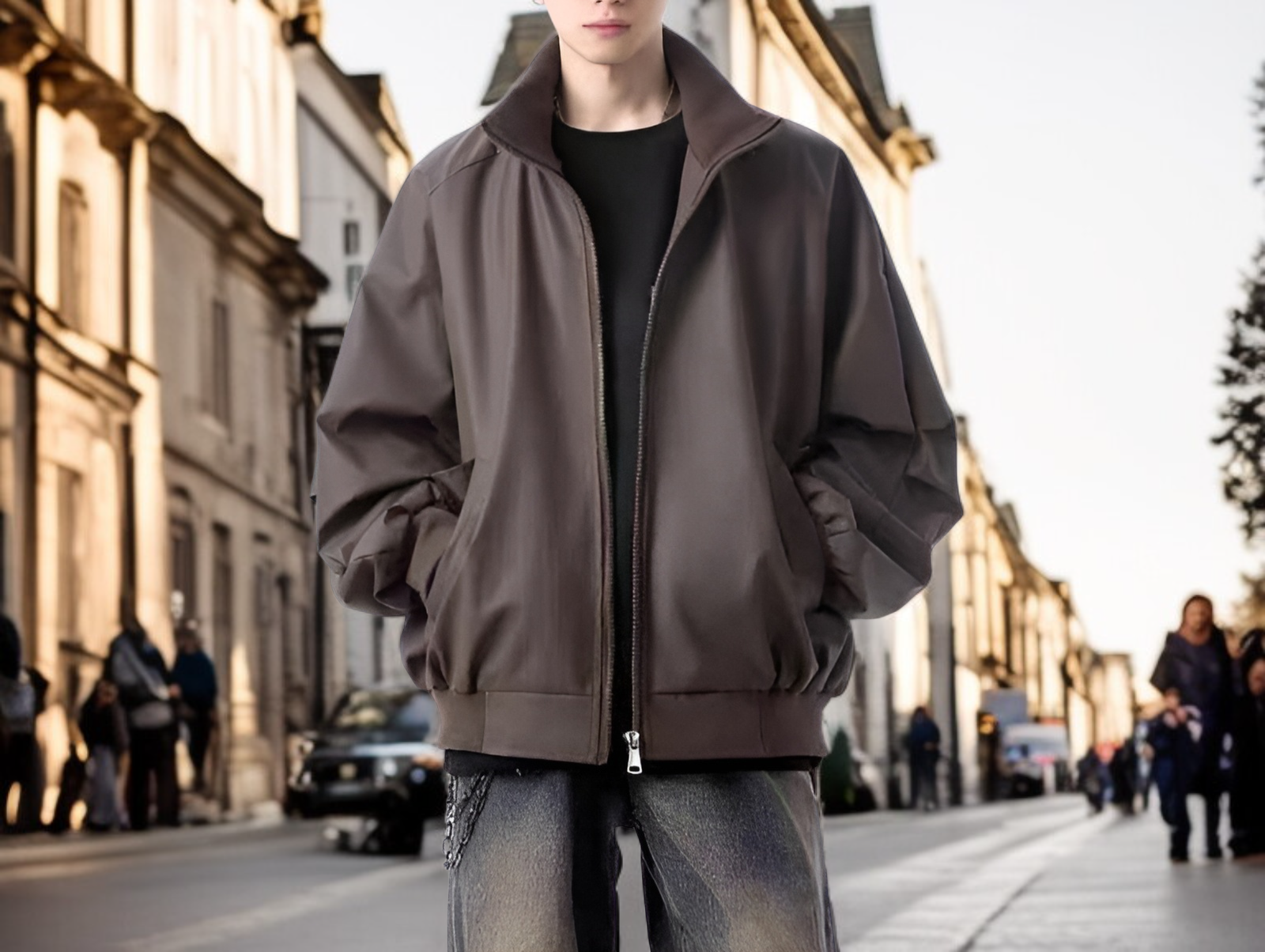 جاكيت أمريكي للدراجات النارية من الجلد الطبيعي