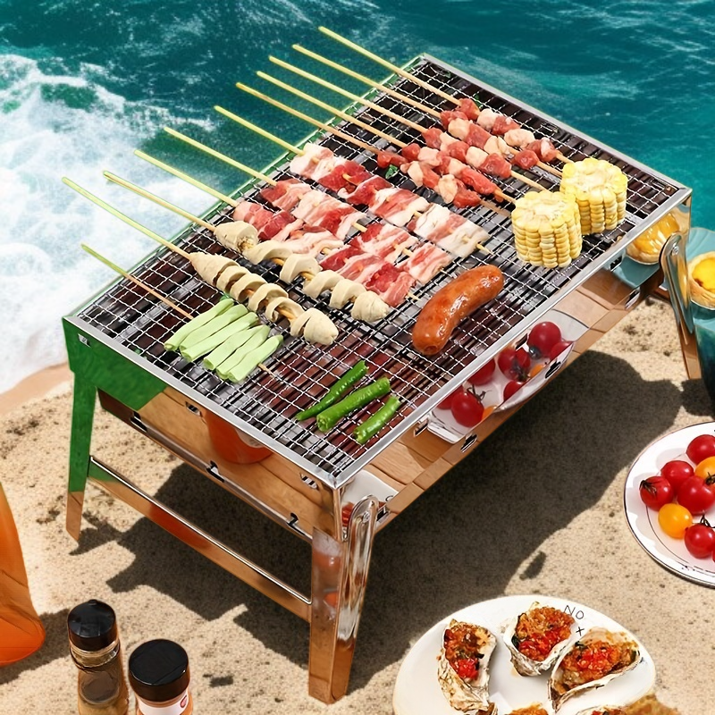Mini gril portable en acier inoxydable, indispensable pour pique-nique et camping