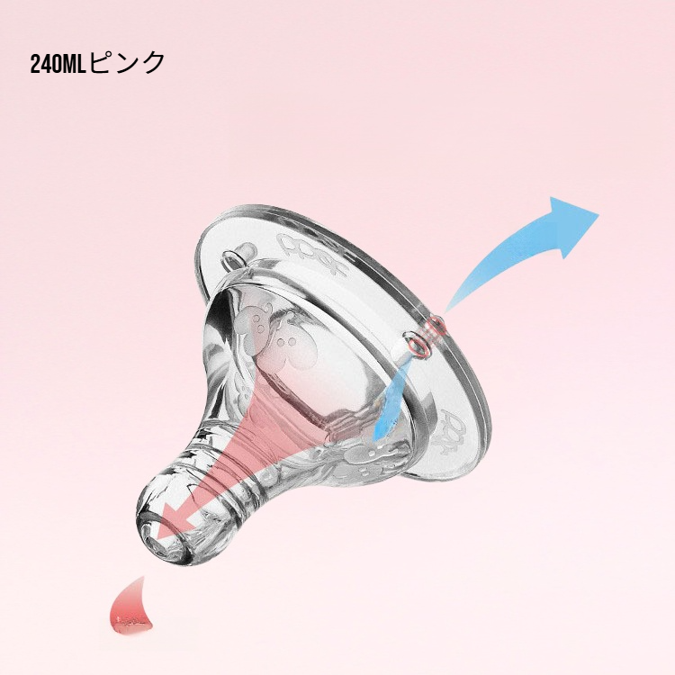 広口タイプシリコン哺乳瓶・柔らかい乳首・赤ちゃん用・耐衝撃・防膨張・中性カップ