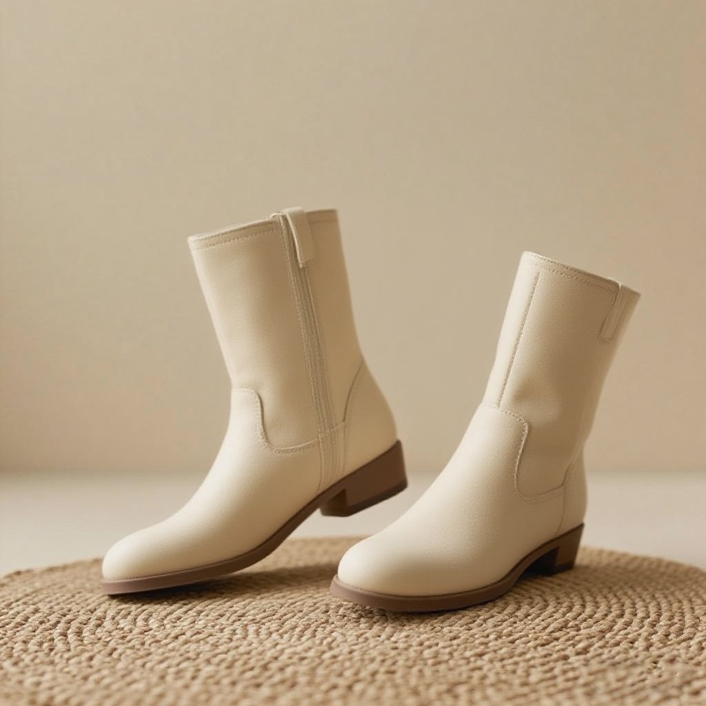 스타일리시 연베이지 앵클부츠