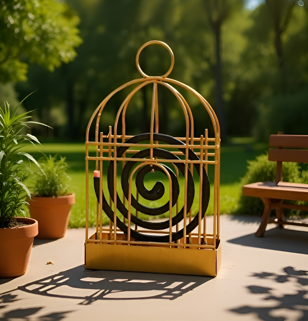 Wrought iron birdcage design mosquito repellent stand