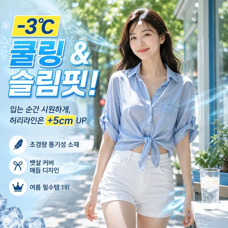 여성 7부소매 슬림핏 매듭 캐주얼 상의