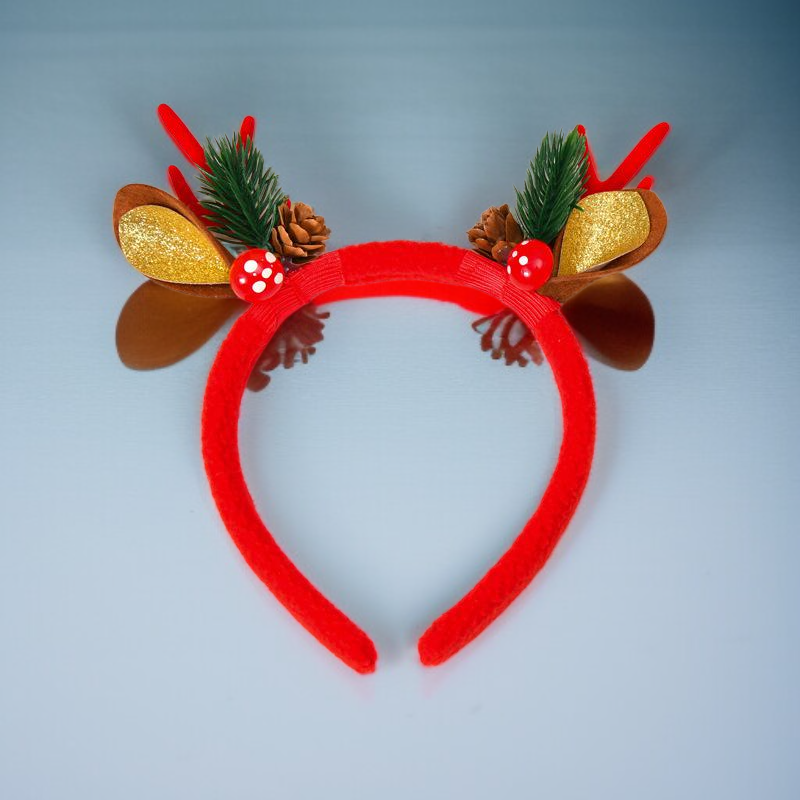 新しい森スタイルのトナカイヘッドバンド、クリスマスレッドアントラーヘッドバンド、女性用、ヘアアクセサリー、ヘアクリップ、ヘッドウェア