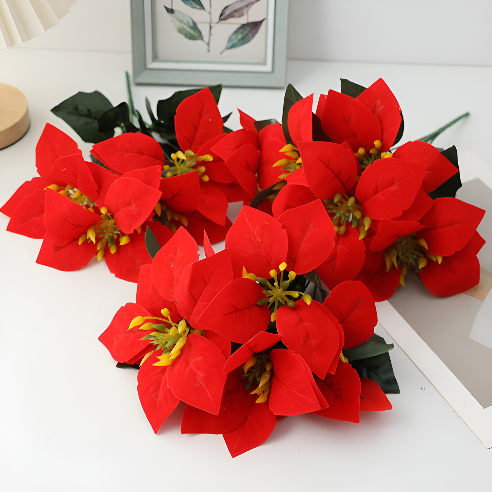 一品紅家居裝飾仿真花束擺設