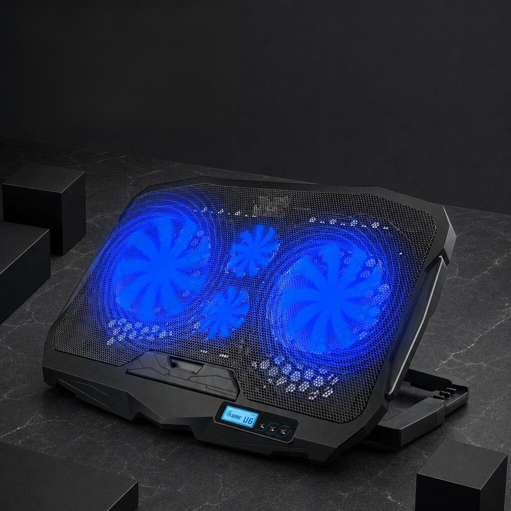 Laptop Cooler with Touch LCD Screen, Efficient Heat Dissipation, Frosted Nonslip, Adjustable Speed