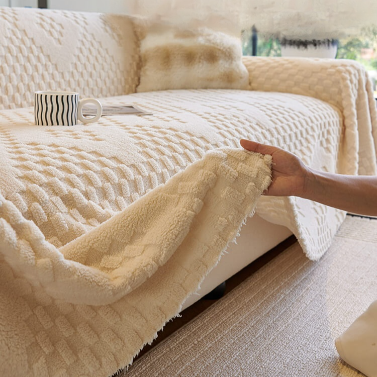 ベルベットジャカード厚手・引っかき防止ソファブランケット