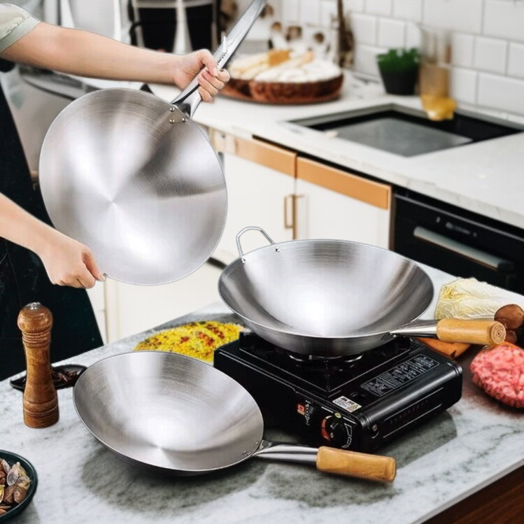Thickened Stainless Steel Frying Pan for Hotel Kitchen Use