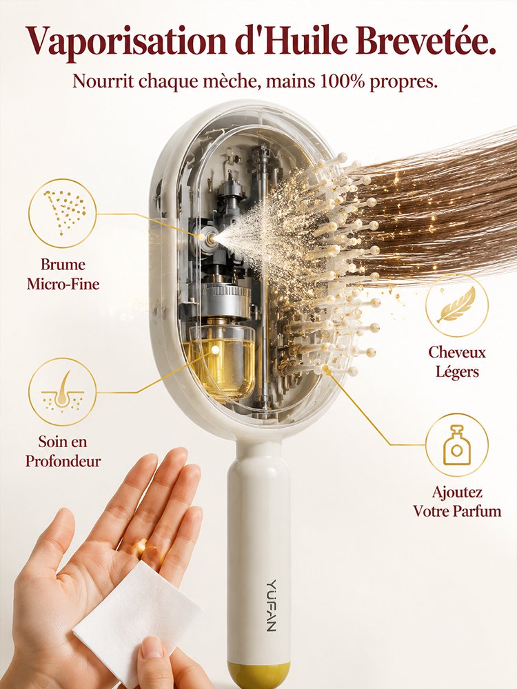 [Secret d'Hollywood] Brosse Lissante 5-en-1 | Lumière Rouge Anti-Chute | Zéro Dégât Thermique ✨