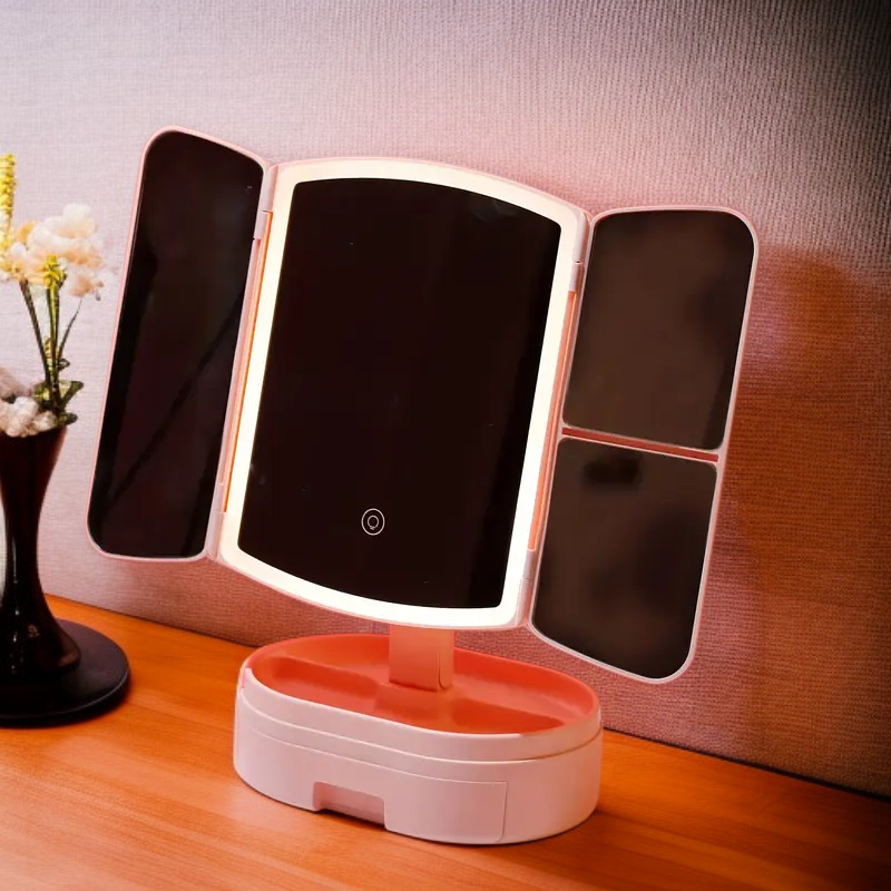 Aufbewahrungsständer mit Touchscreen-Schönheitsspiegel, perfekte Geschenkidee für Damen