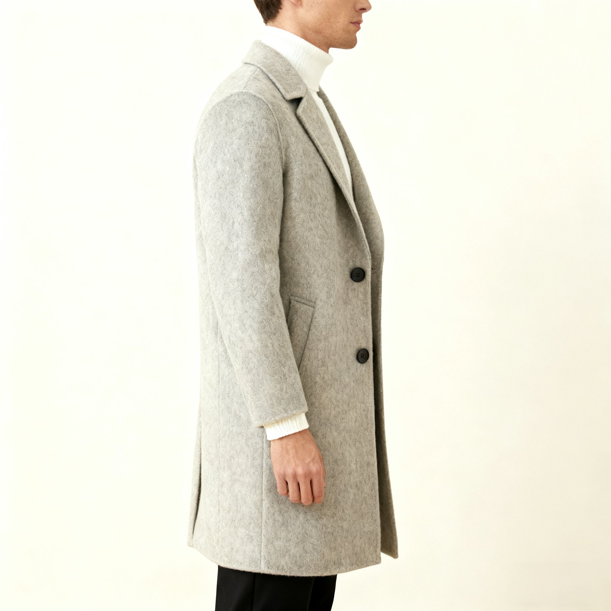 밝은 회색 울 코트