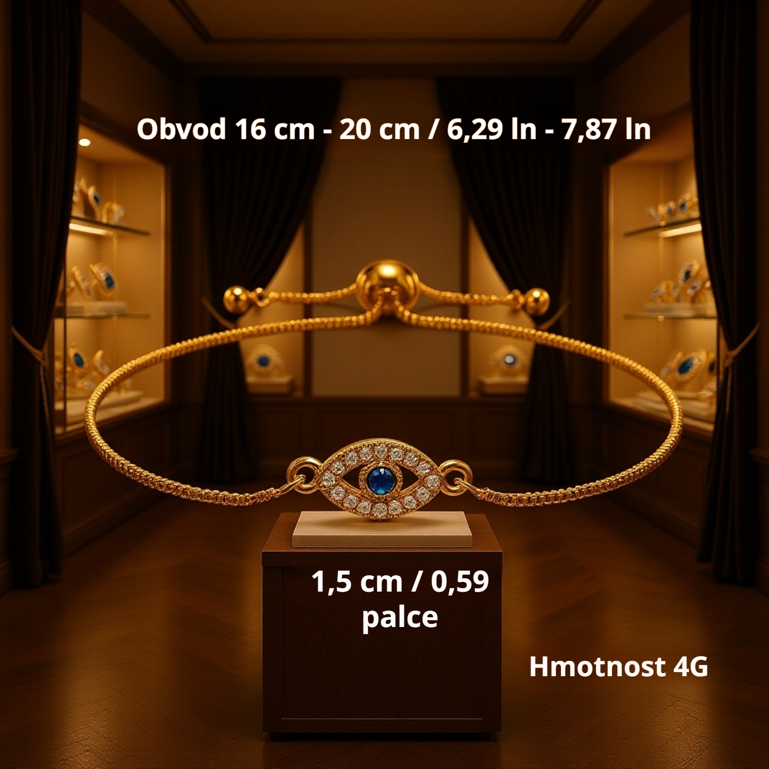 Elegantní šperk s výrazným motivem oka na titánovém řetízku