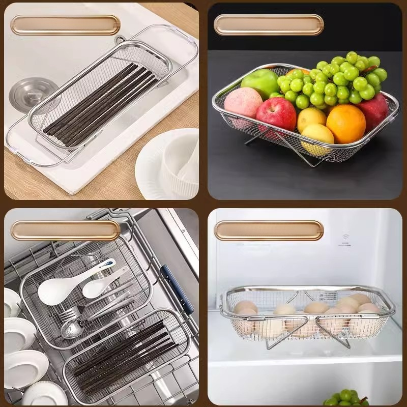 キッチン用ステンレス伸縮水切りバスケット