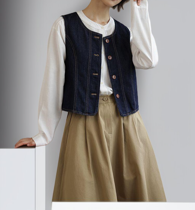 メンズ用日本製デニムベスト着用イメージ