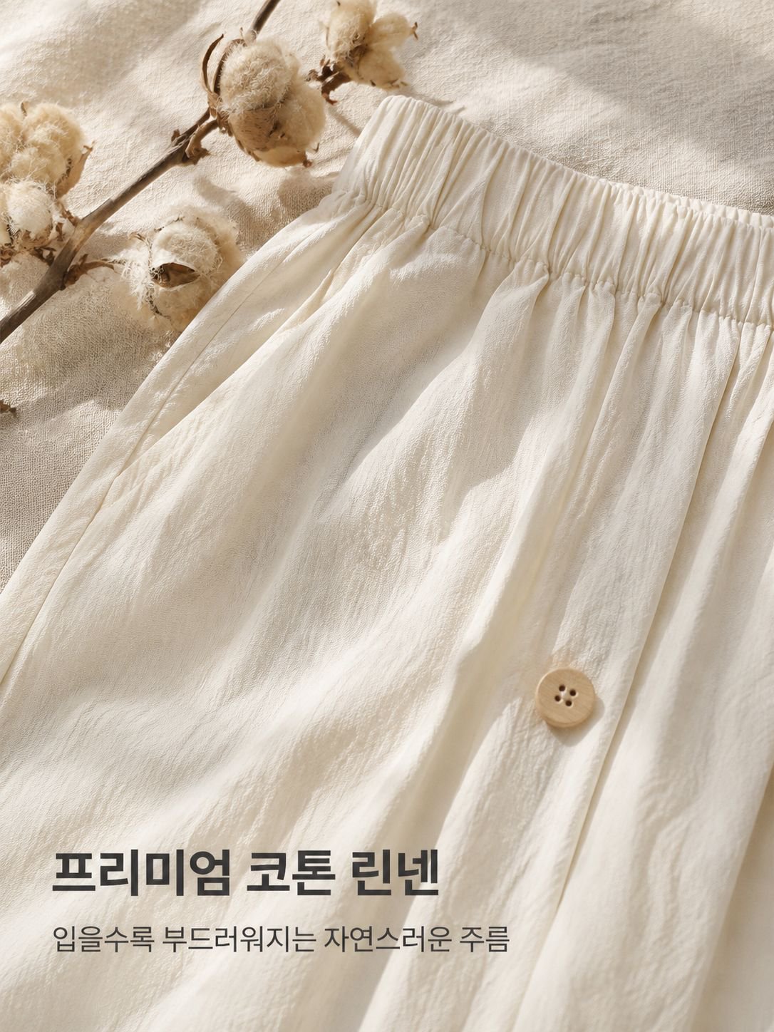 남성용 린넨 코튼 루즈핏 팬츠